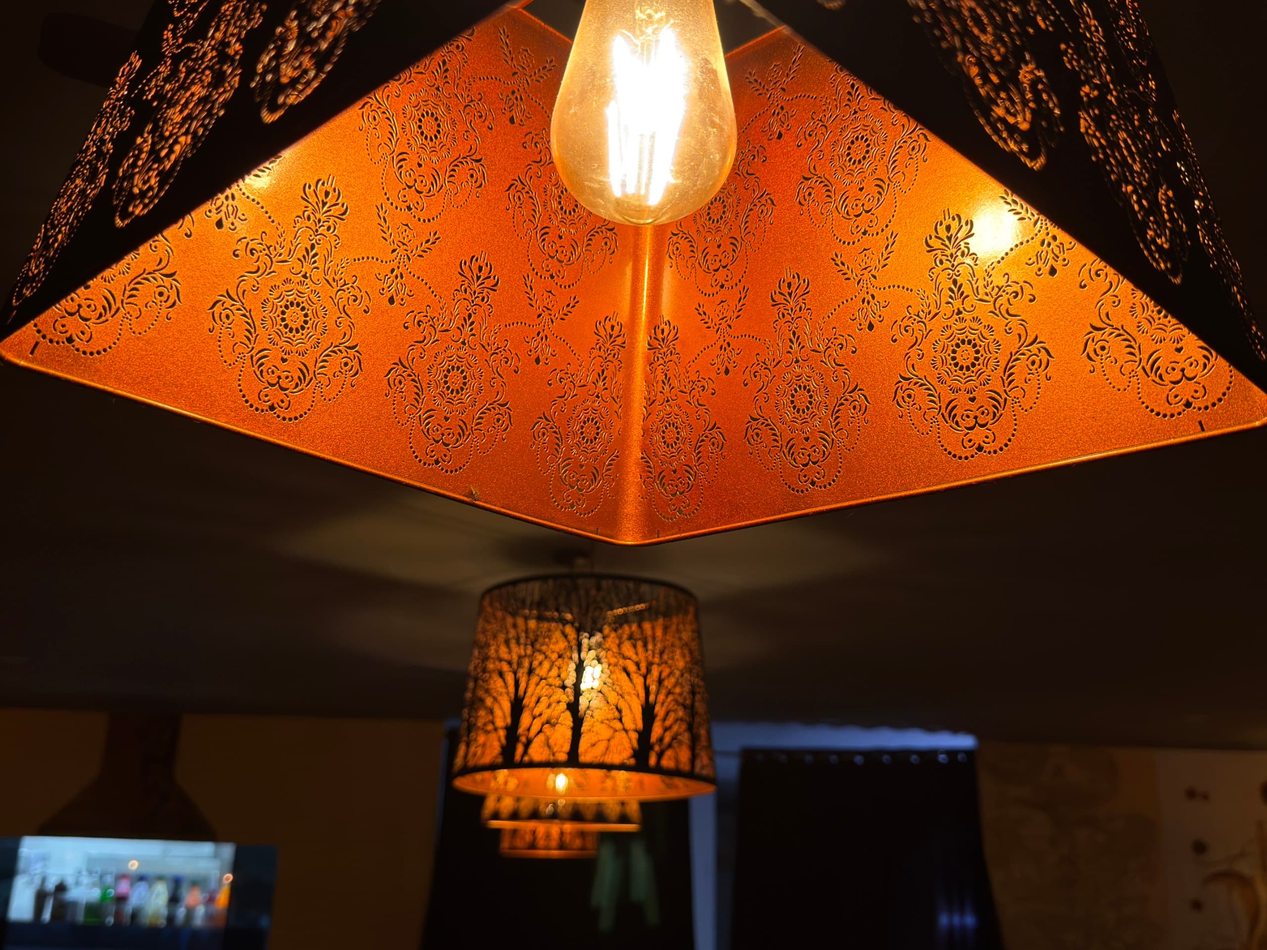 Decorative lanterns inside Habibi Arabian Mandi