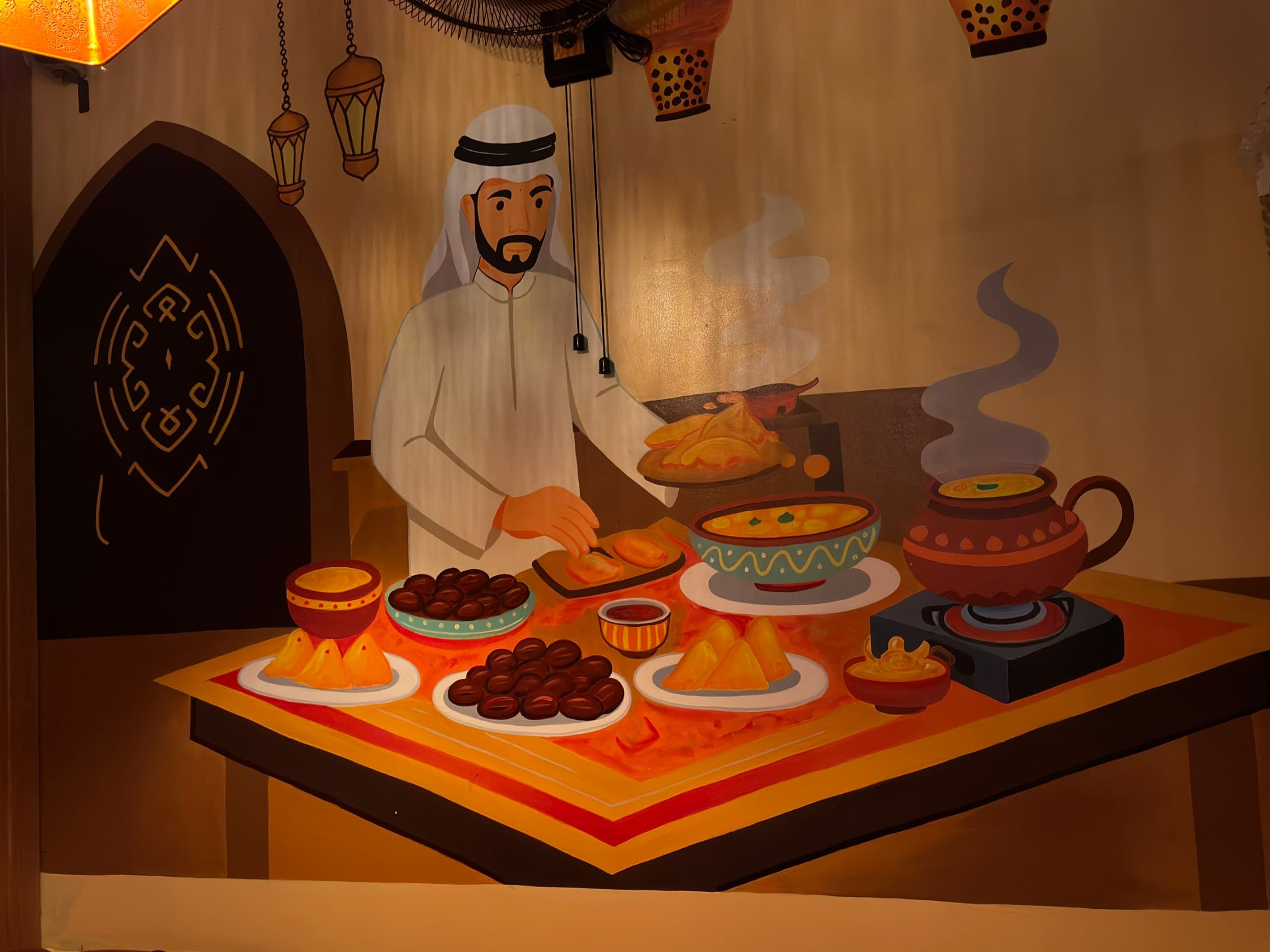 Arabian dining mural inside Habibi Arabian Mandi