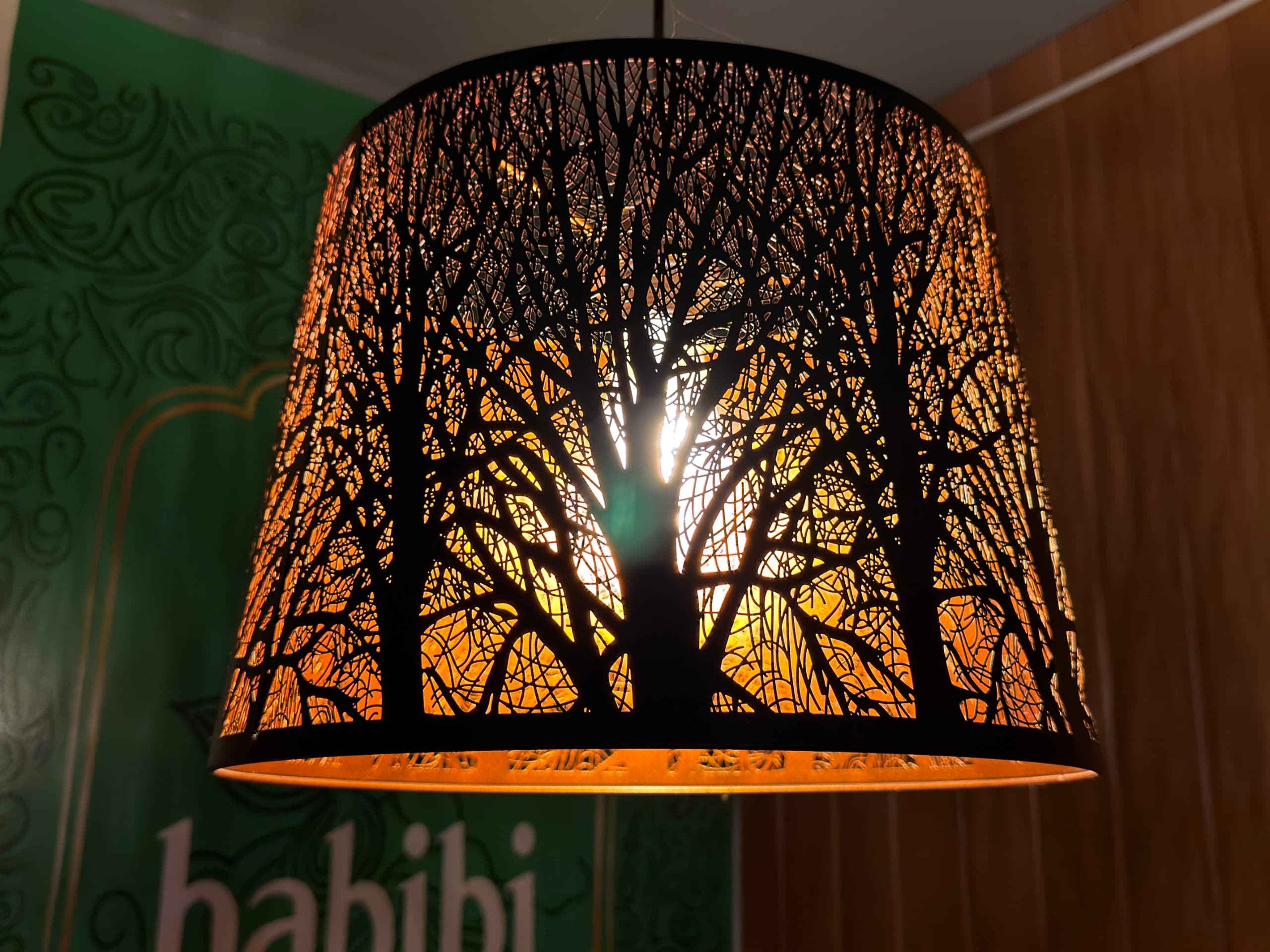 Signature lamp detail inside Habibi Arabian Mandi